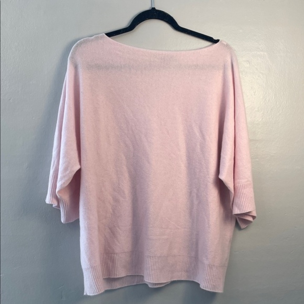 Lafayette 148  Pink Oversized Sweater boat neck cashmere 3/4 sleeve Xsmall/small